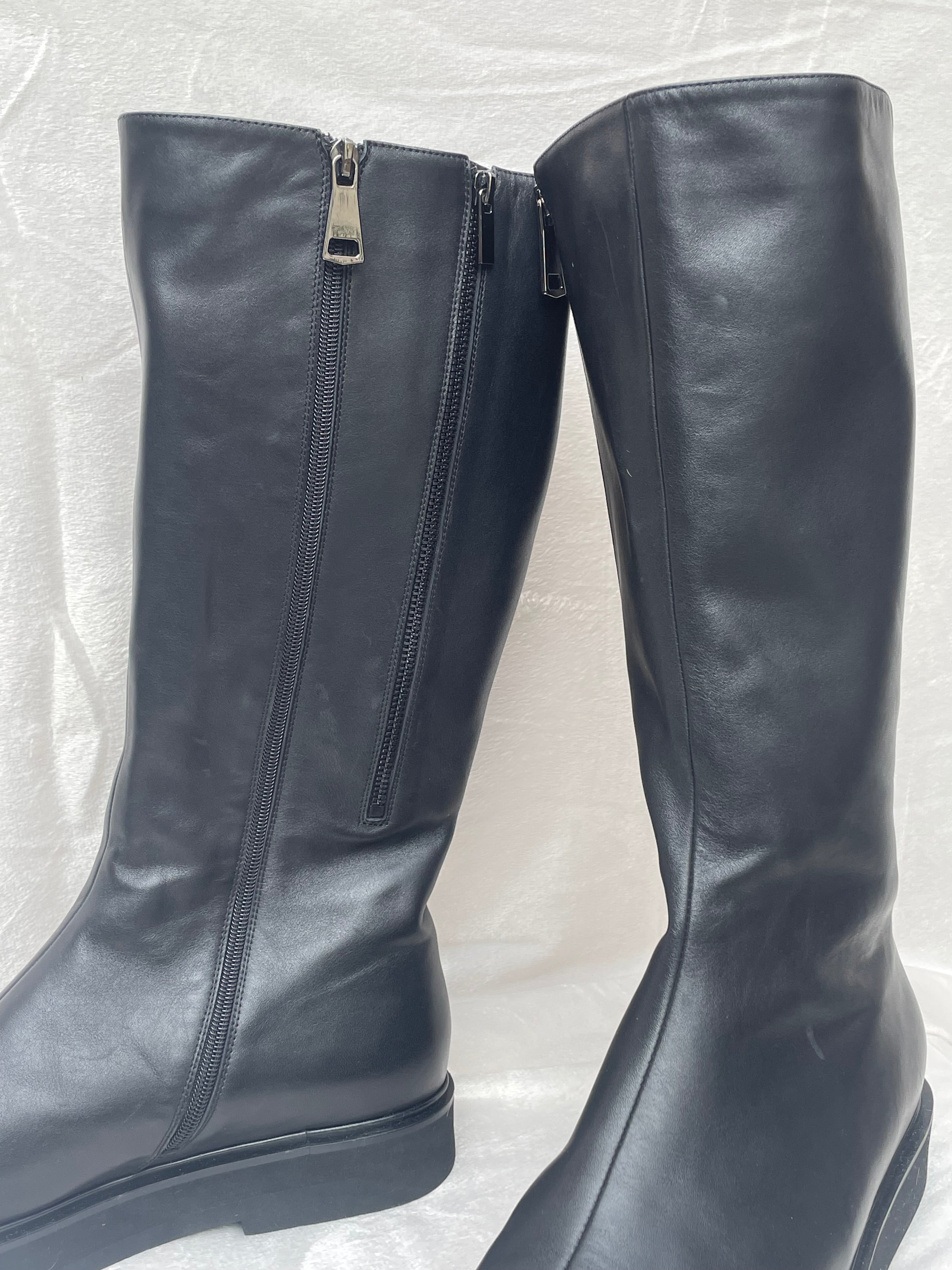 Leather Tall Platform Boots Women's