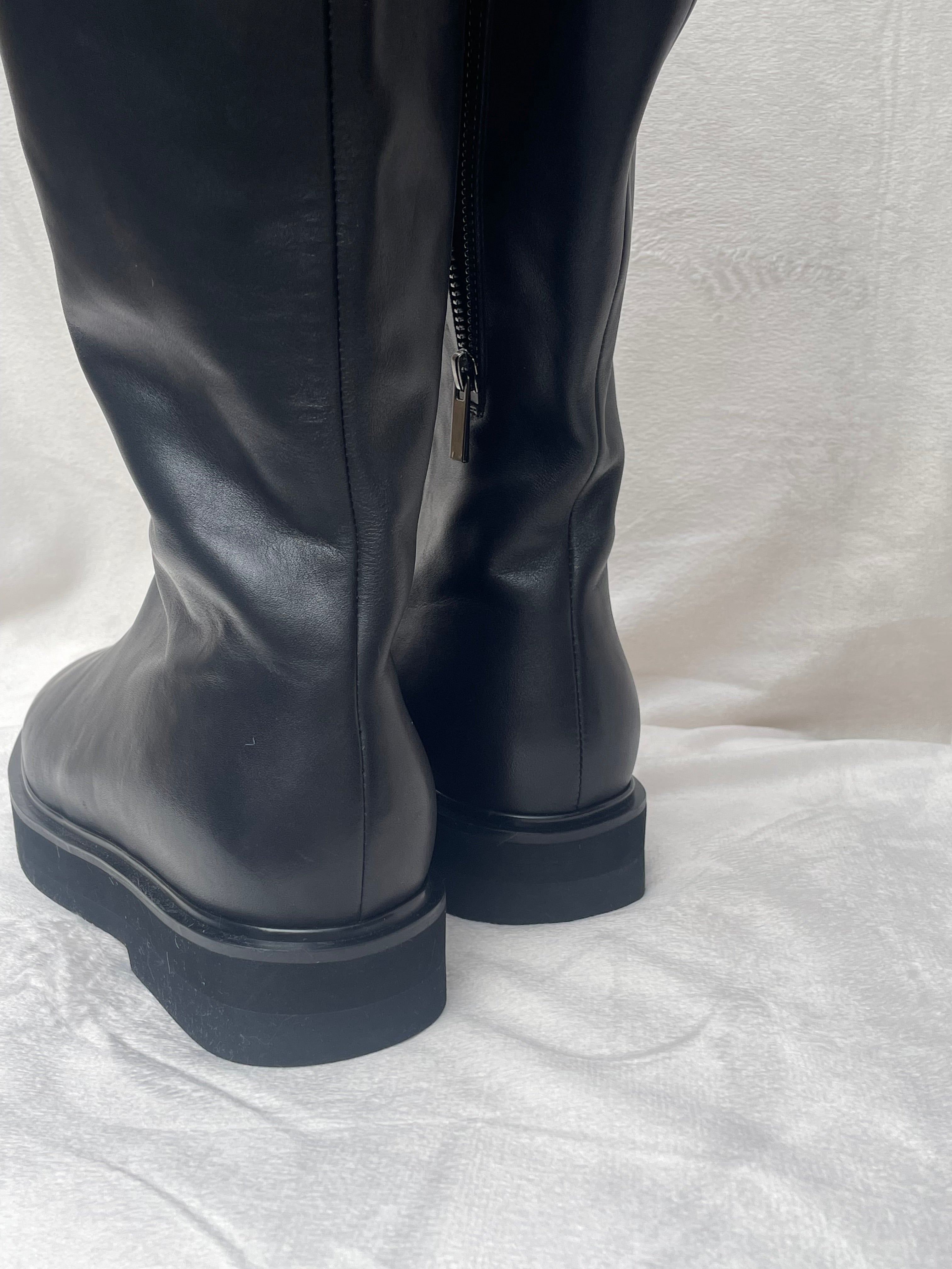 Leather Tall Platform Boots Women's